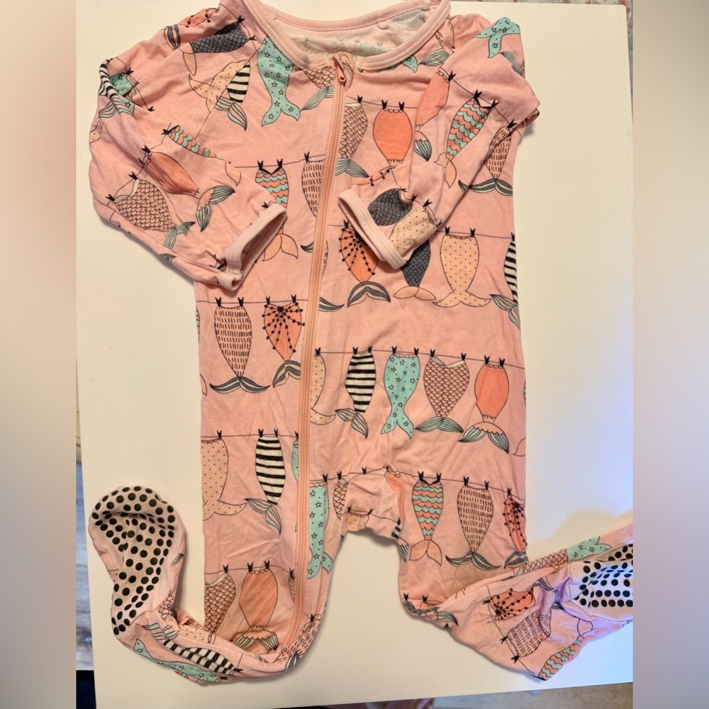 Pink Mermaid Tail Footed One-Piece Sleeper for Kids